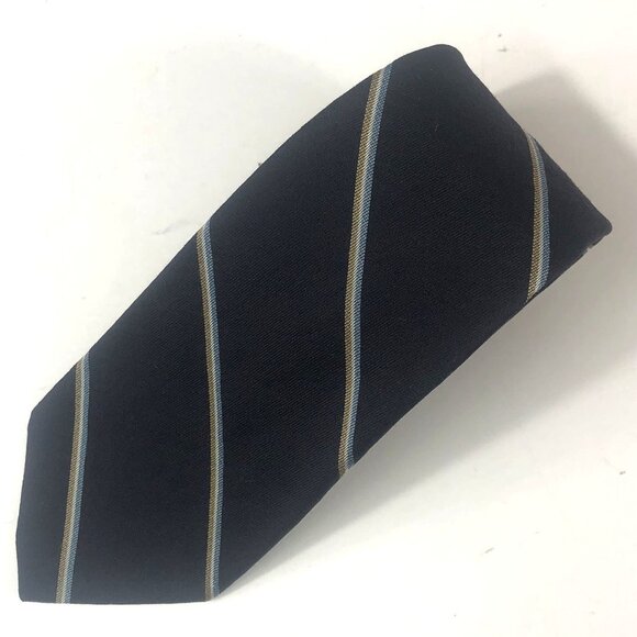Vintage House of Arden Tie Navy Blue Stripe 50% Silk 50% Wool Made in USA Classi - Picture 1 of 5
